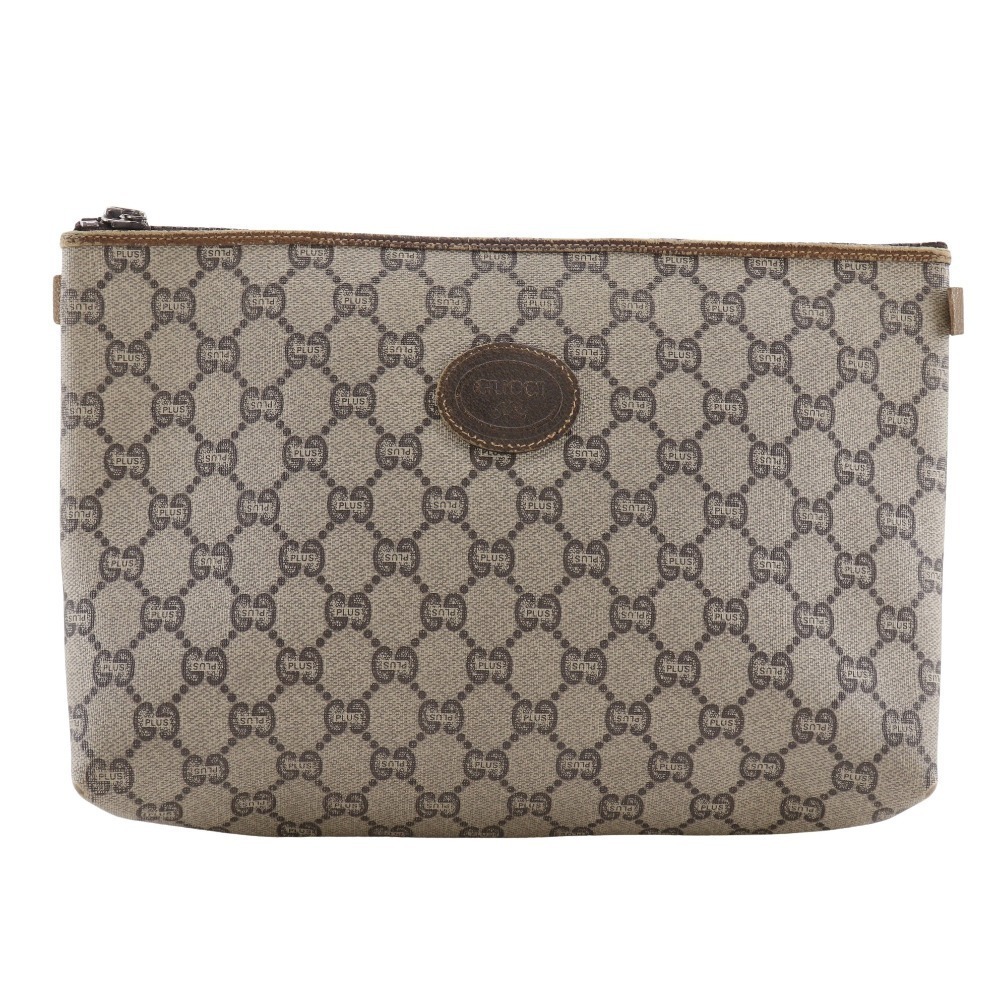GUCCI Clutch Shoulder Bag GG Plus Brown